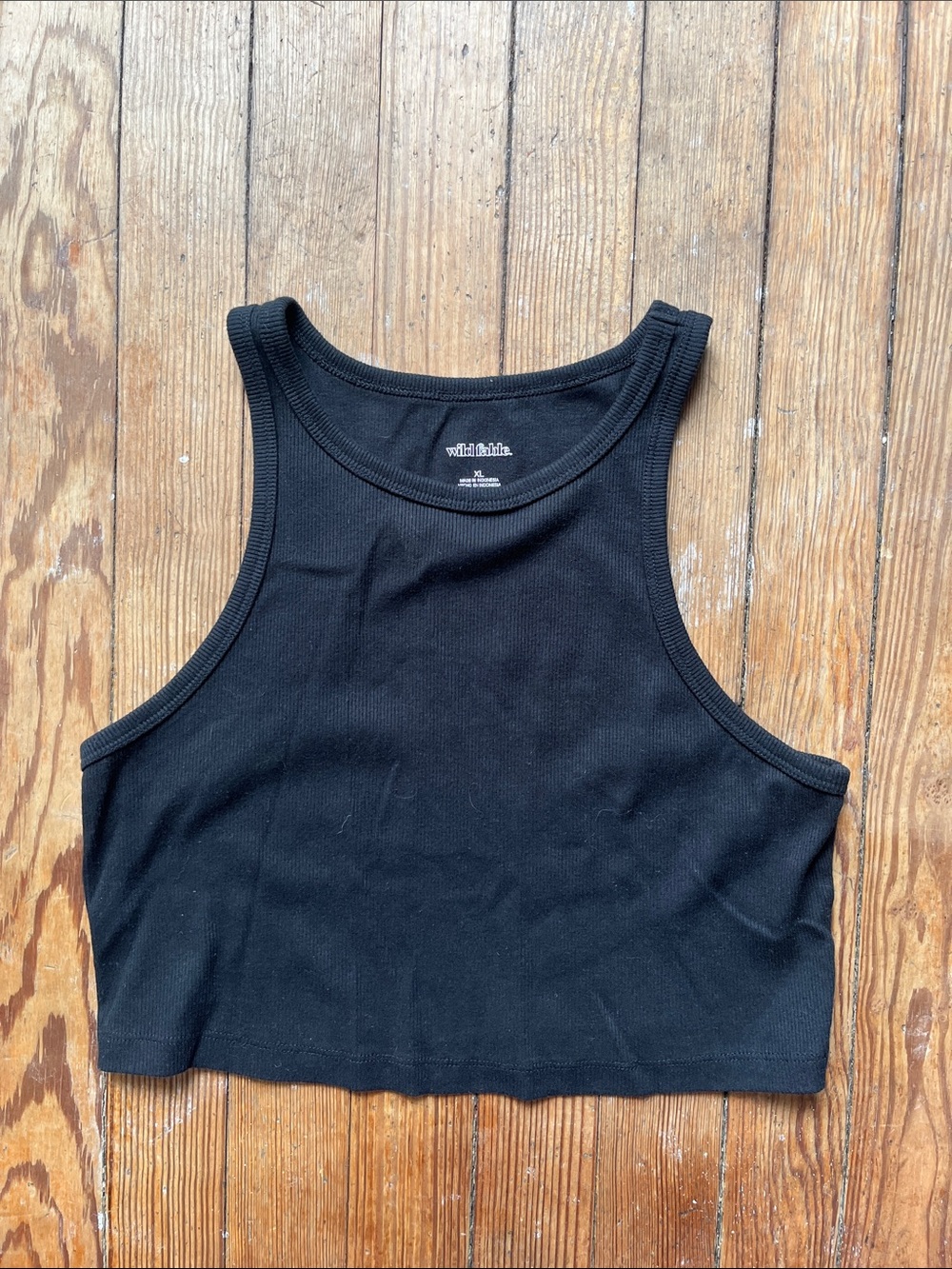 wild fable Black Ribbed Cropped Tank Top
